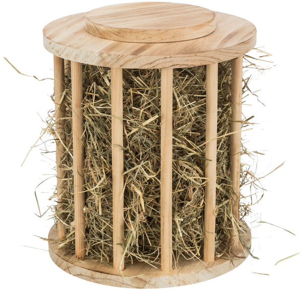 Hay rack with lid, wood/flamed, ø 20×23cm