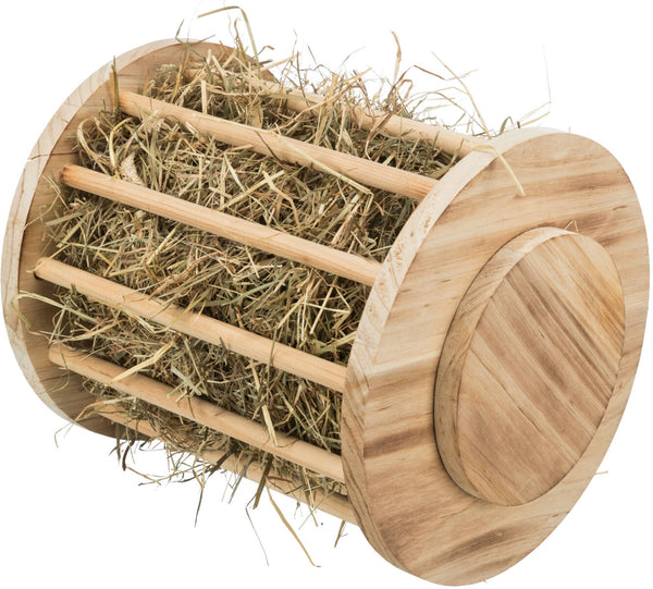 Hay rack with lid, wood/flamed, ø 20×23cm