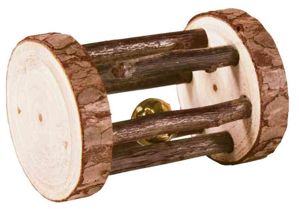 Small animal play roller, natural wood