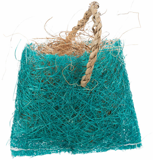 Sac à friandises avec fibres de coco, sisal, 10×13cm, bleu