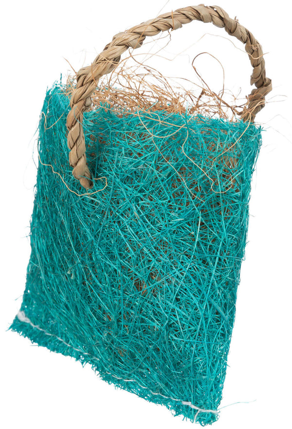 Sac à friandises avec fibres de coco, sisal, 10×13cm, bleu