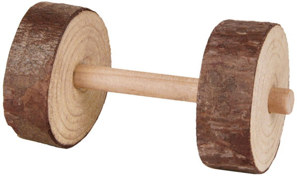 2 natural wooden dumbbells, 9×ø 4.5 cm