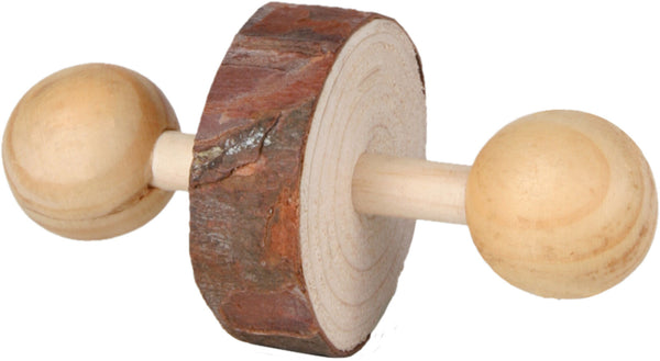 2 natural wooden dumbbells, 9×ø 4.5 cm