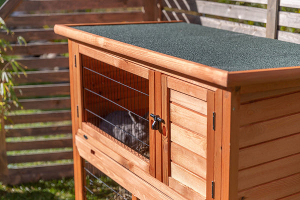 natura rabbit hutch with outdoor run, brown