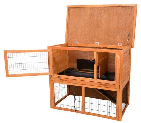 natura rabbit hutch with outdoor run, brown