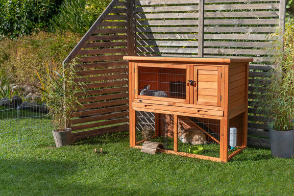 natura rabbit hutch with outdoor run, brown