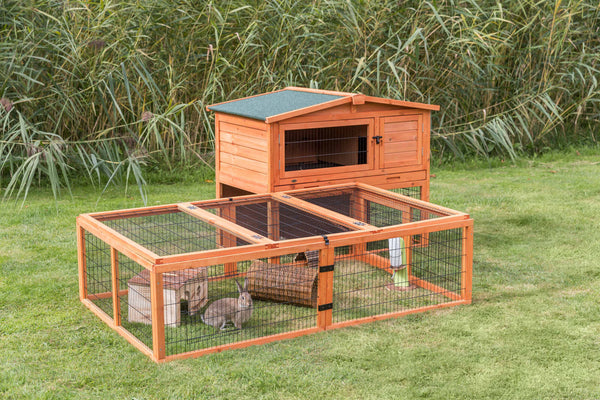 natura rabbit hutch with outdoor run, brown