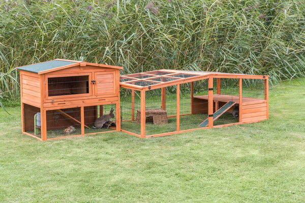 natura rabbit hutch with outdoor run, brown