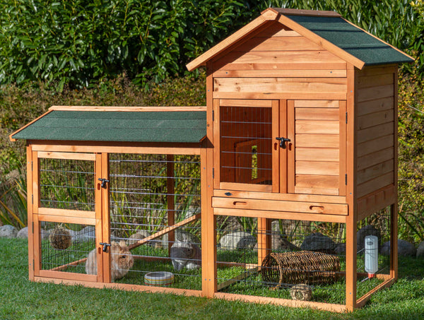 natura rabbit hutch with outdoor run, brown