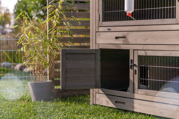 natura small animal hutch, 2 floors, gray