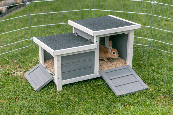 natura small animal house with 2 entrances, white/grey