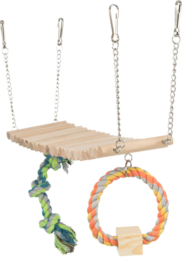 Suspension bridge with rope &gt; toys, hamster, wood/rope, 30×17