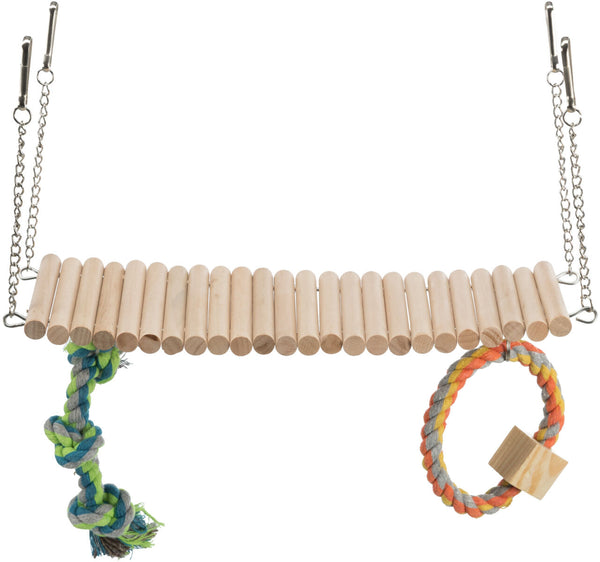 Suspension bridge with rope &gt; toys, hamster, wood/rope, 30×17