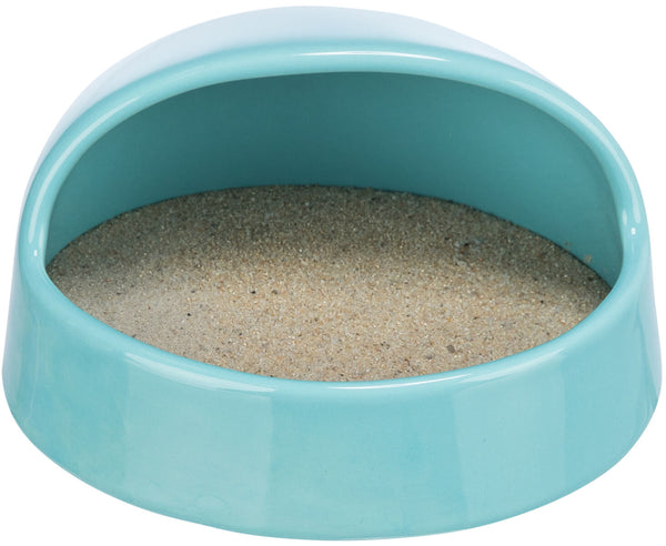 Sand bath, mouse/hamster, ceramic, 16 × 8 × 14 cm, turquoise