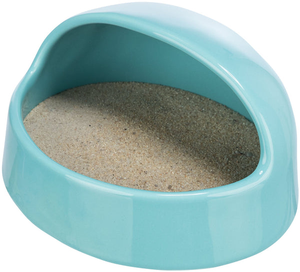 Sand bath, mouse/hamster, ceramic, 16 × 8 × 14 cm, turquoise