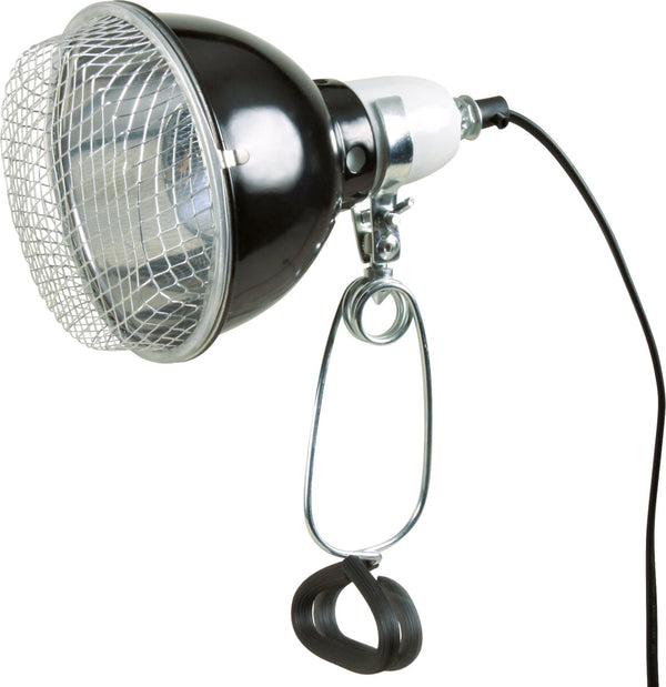 Clamp lamp, black with protective grid, ø14cm