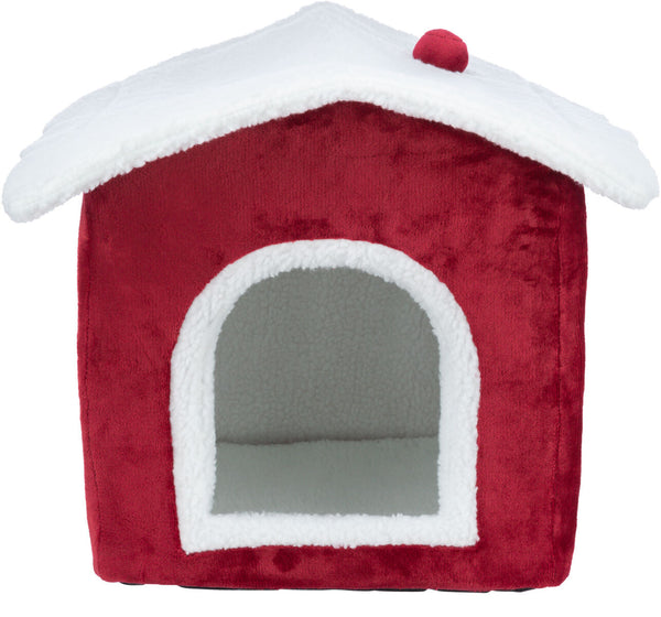 Grotte Xmas Nevio, carrée, 35×45×38cm, blanc/rouge