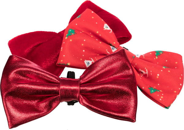 Xmas bow tie with elastic, 10cm, assorted