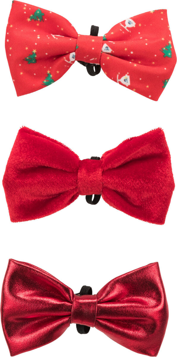 Xmas bow tie with elastic, 10cm, assorted