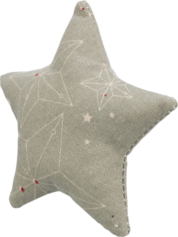 Xmas coussin étoile, coton, herbe à chat, 10cm, beige/naturel