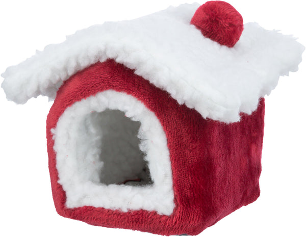 Xmas cuddle cave, mouse/hamster, 15×12×15cm, red/white