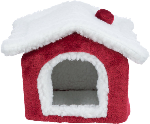 Xmas grotte pour se blottir, Degus, 23×18×24cm, rouge/blanc